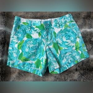 Lilly Pulitzer Size 2 Callahan Floral Green and Blue Women's Shorts